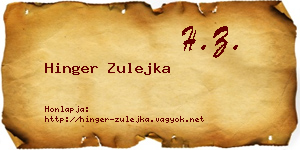 Hinger Zulejka névjegykártya